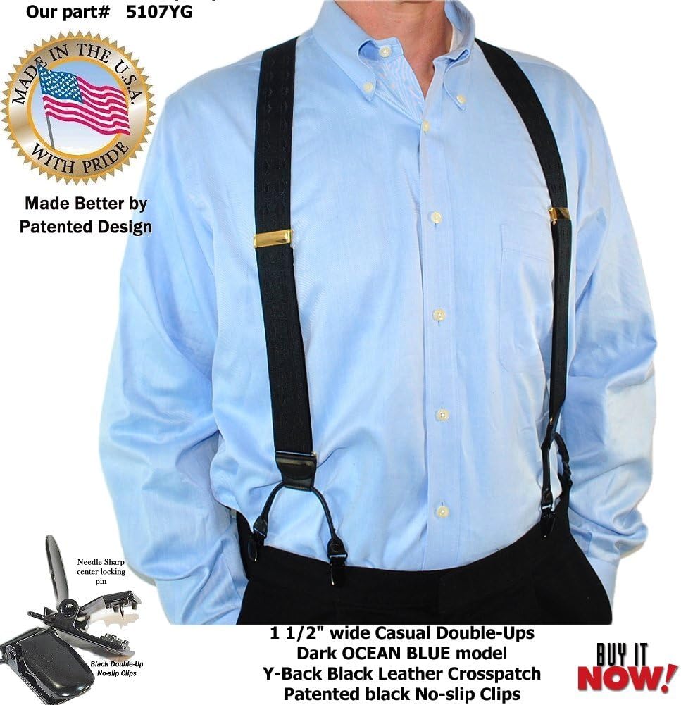 Hold-Up Suspender Company Casual Series Suspenders for Men Dual Clip Double-Up style Suspenders for Men No-Slip