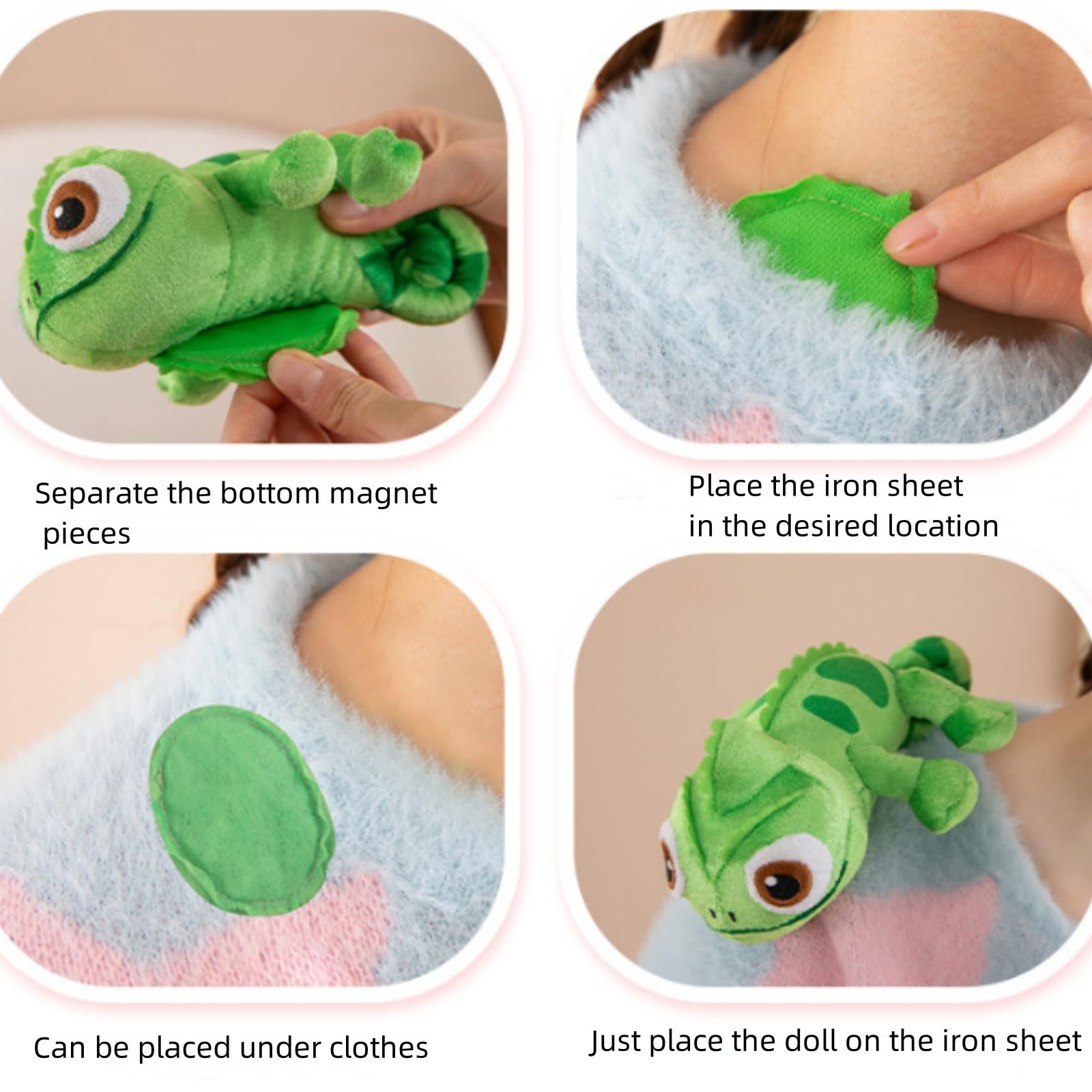 OUKEYI Pascal Plush Shoulder Riding Chameleon Stuffed Animal Toy,Pascal Chameleon Plush Doll,Lizard Plush Animal Magnet Play,Chameleon Pascal Plushies Pillow - Image 3