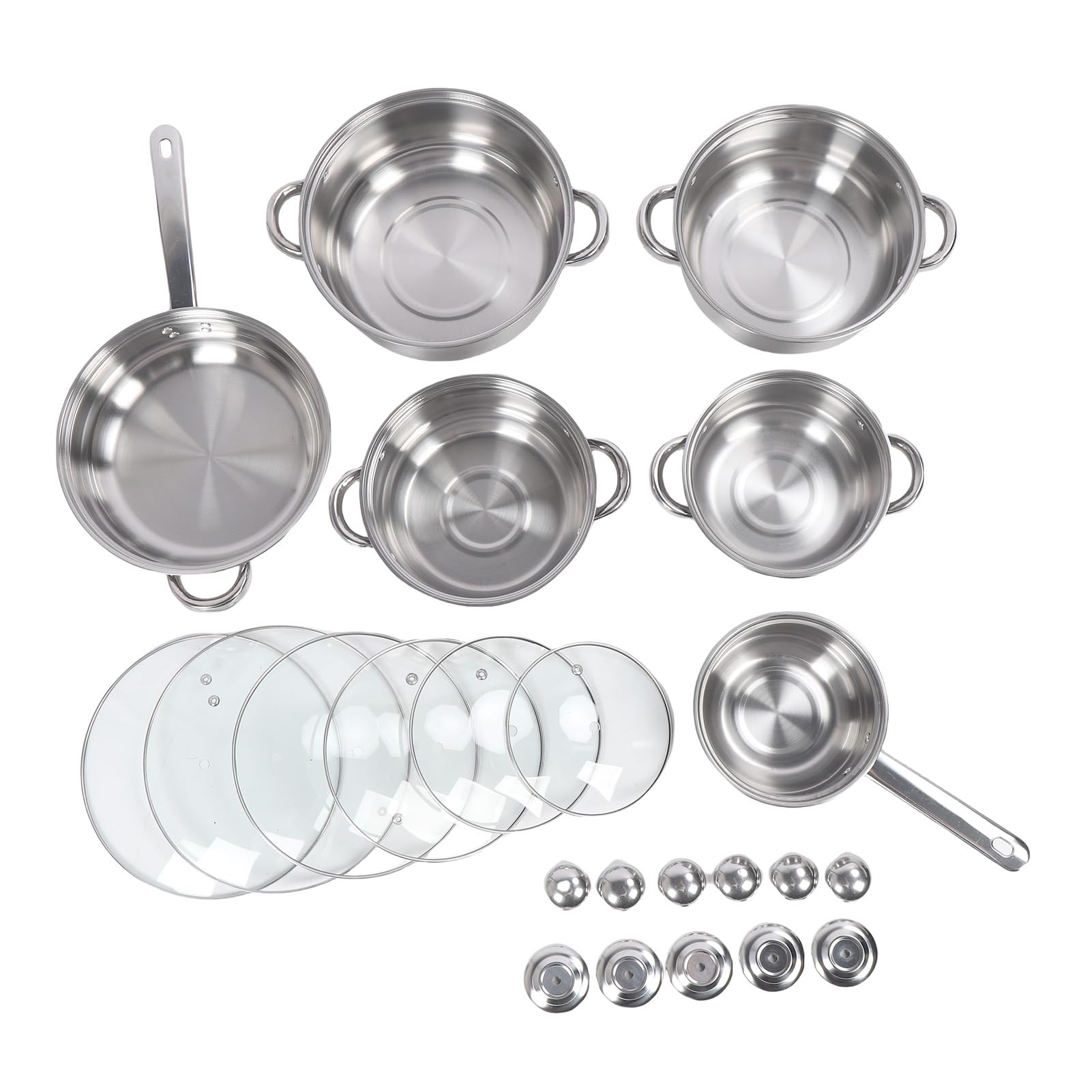 Set di pentole in acciaio inossidabile da 6 pezzi con coperchi anche per riscaldare pentole e padelle ispessite per la