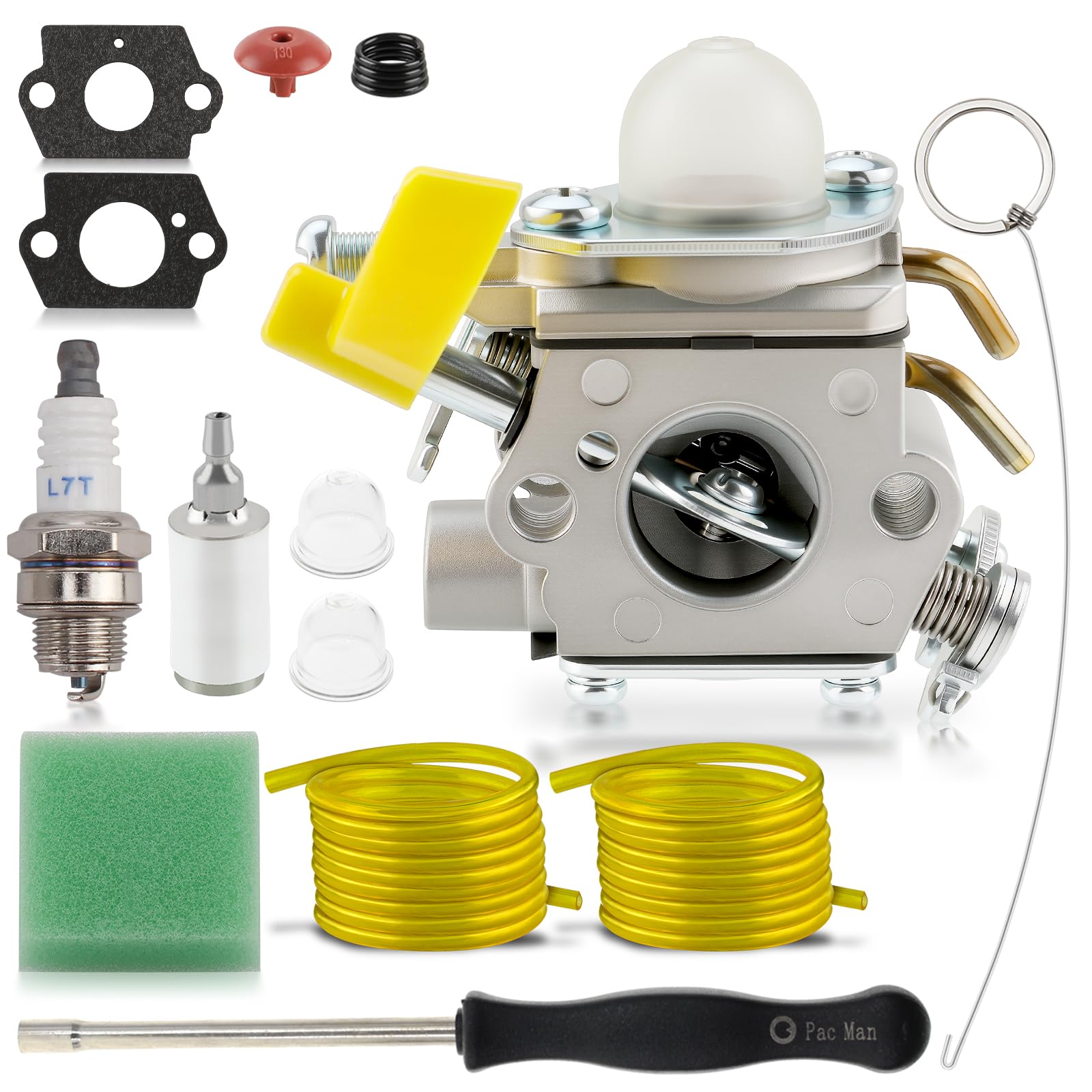 MOTOALL C1U-H60 Carburetor Blower for Homelite Ryobi RY28100 RY28120 RY28121 RY28140 RY28141 RY28160 RY28161 25cc 26cc 30cc Trimmer with AC04122 Air Filter Kit