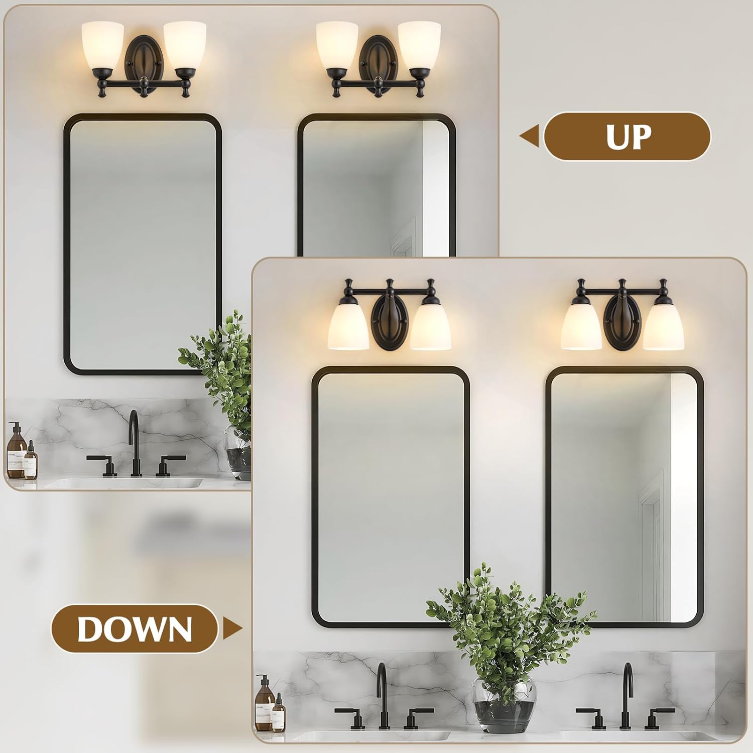EJIAXIN 2 Lights Bathroom Vanity Light, Black Bath Vanity Light Modern Bathroom Vanity Lights Vintage Style for Living Room Cabinet Bedroom About Mirror