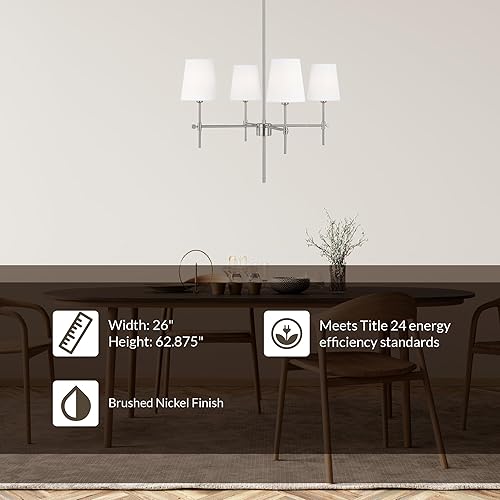 Miniatura 4 de Sea Gull Lighting Generation - Candelabro de 4 luces de níquel cepillado 3187204-962  Lámpara de techo moderna  Candelabro para comedor o sala de