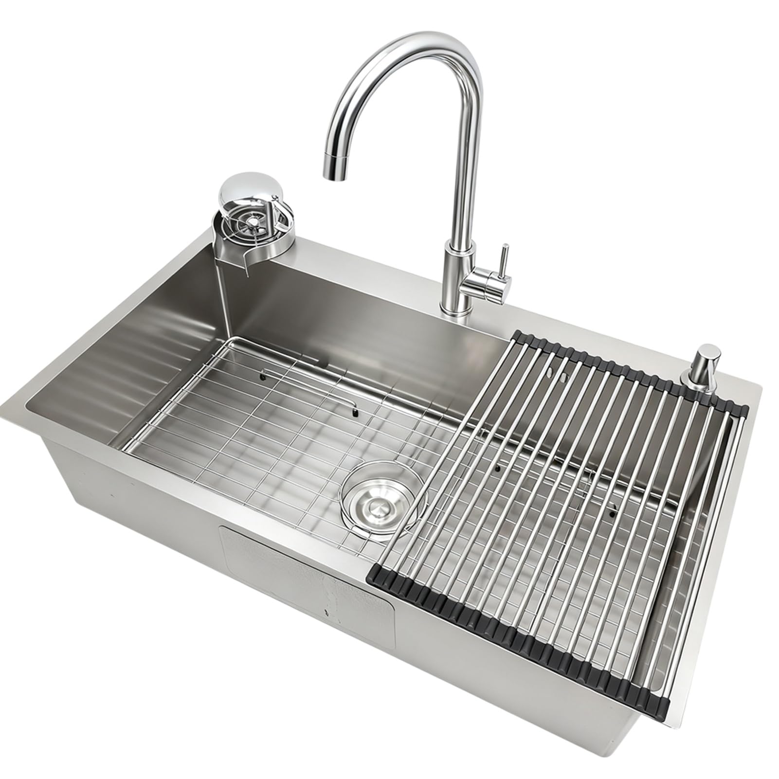 Évier de cuisine bac inox 85x50 cm avec tuyau en D pour plan de travail