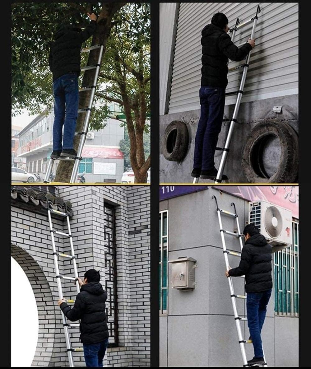 Telesladders,Engineetelesladders 6.6-20Ft Multi-Purpose Aluminumcopiladder with Hooks Heavy Duty Extension Ladder for/a/5.2M/17Ft