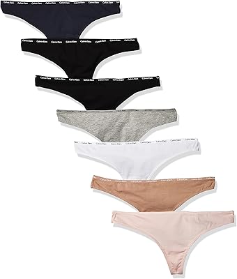 Calvin Klein Women's Signature Cotton Logo Stretch Thong Panties, Multipack