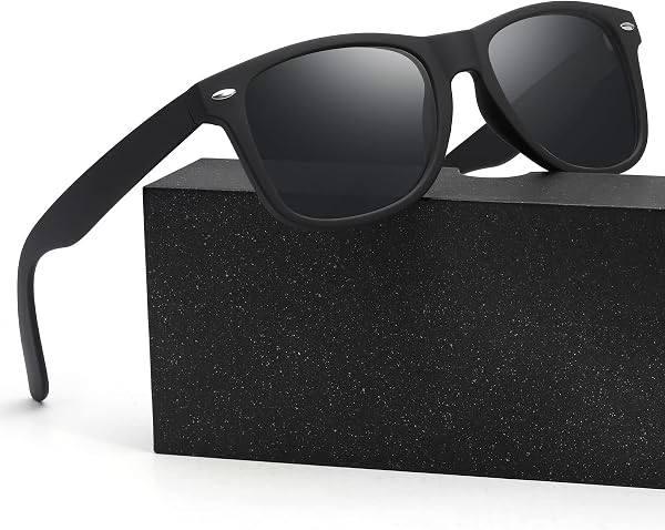 Detailaufnahme der klaren, polarisierten Gläser der Glapeame Sonnenbrille, die blendfreie Sicht versprechen.