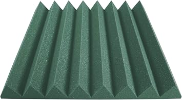 Acoustic Foam Panels 24x24 Inch 12 Pack, 48 Square Feet, Used For Recording Studio Sound Reduction, Wedge Style Soundproofing Tiles, 48 Sq Ft 3 Inch Thick, Forest Green
