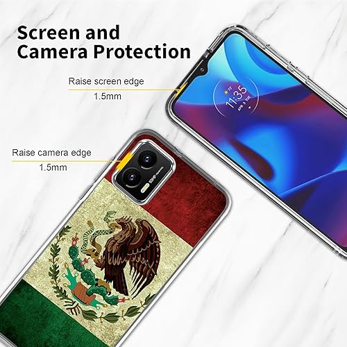 Miniatura 5 de Funda transparente para Motorola Moto G Stylus 5G 2023 con patrón de bandera mexicana vintage mexicana para mujeres y hombres, doble capa híbrida de