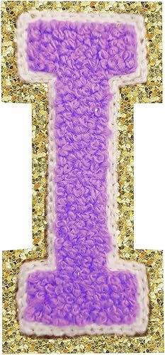 Miniatura 245 de Parches de letras termo-adhesivas de felpilla para chaquetas, parches de letras universitarias con brillantina para planchar en la letra azul A