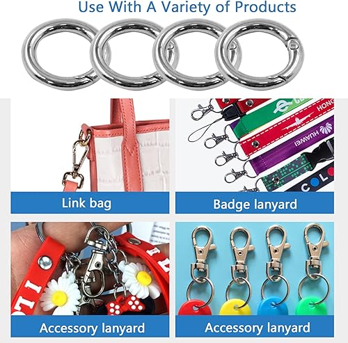 Miniatura 7 de 16 piezas de anillo de resorte plateado, ganchos de aleación galvanizada clip para llaveros