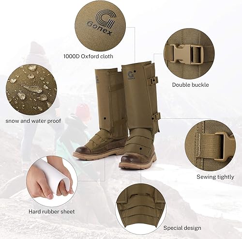 Miniatura 4 de Gonex Polainas de serpiente, protectores de serpientes impermeables, protección contra mordeduras de serpiente para piernas inferiores, polainas a