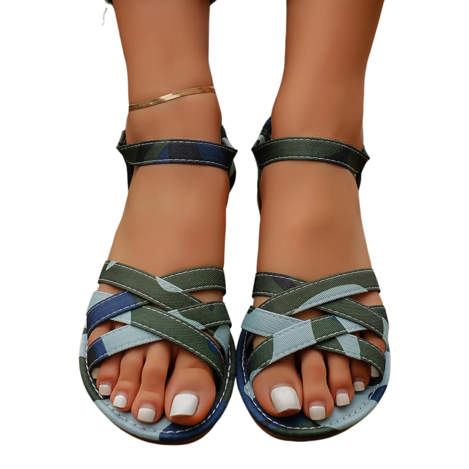 Sandales croisées métalliques bleues pour femmes en taille 41 avec bride cheville