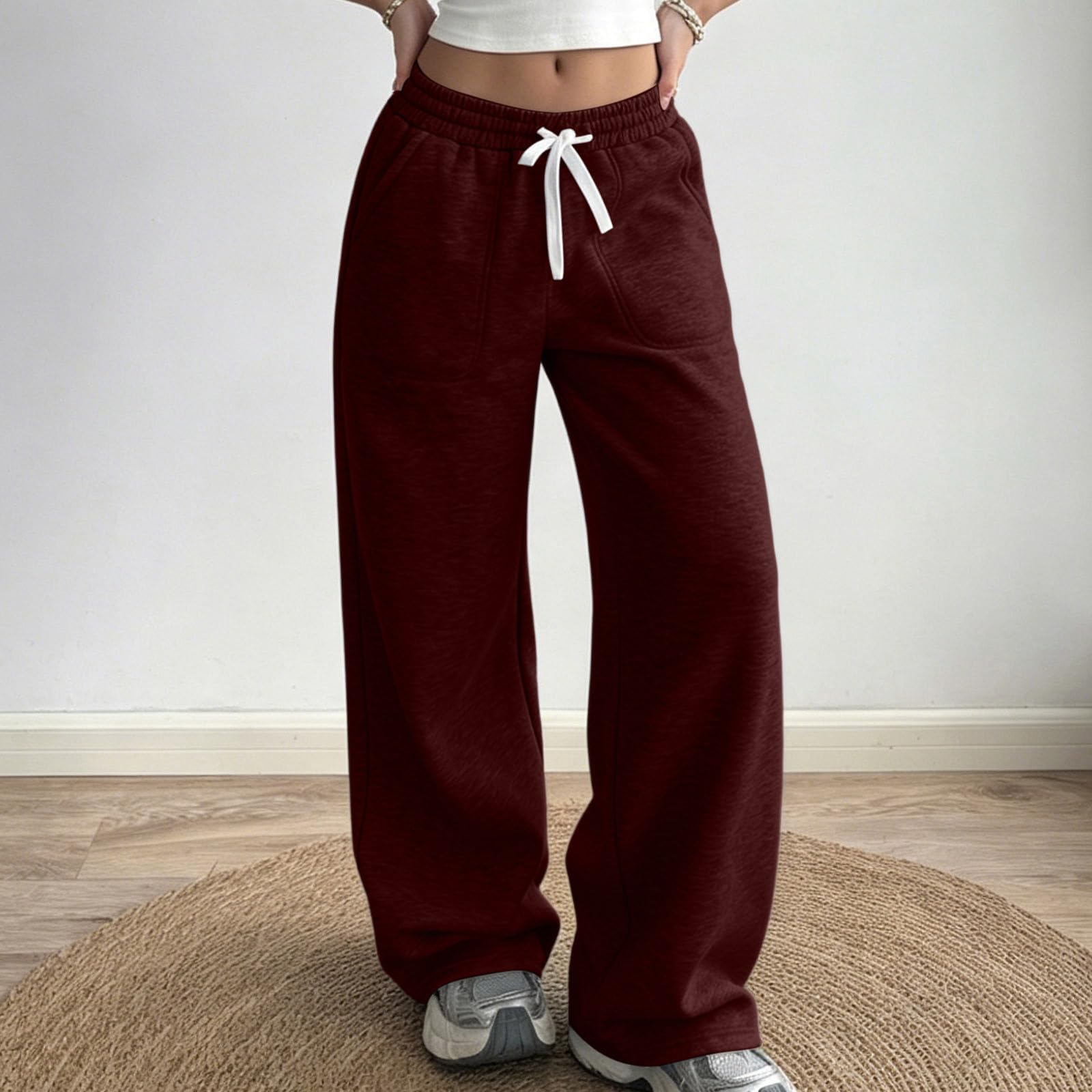 Leggins Schwarz Leichte Jogginghose Weite Hose Gym Hose Hohe Taille Dehnbar Lounge Elegante Hosen Weite Lose Weitbeinige Hose Mit Taschen Lang Traininghose Jogginghose