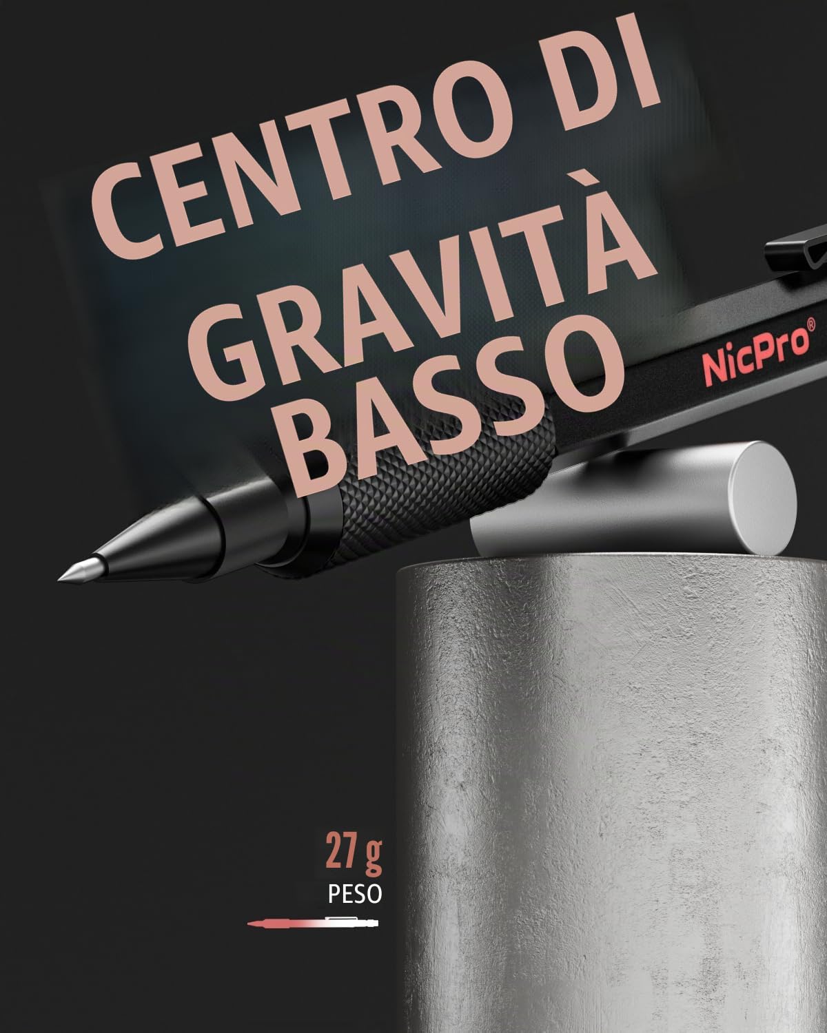 Nicpro Portamine 2 mm MP2000 con Custodia, 12 Ricariche Nera e Colorata, Gomme - Portamine in Metallo Resistente Alle Intemperie