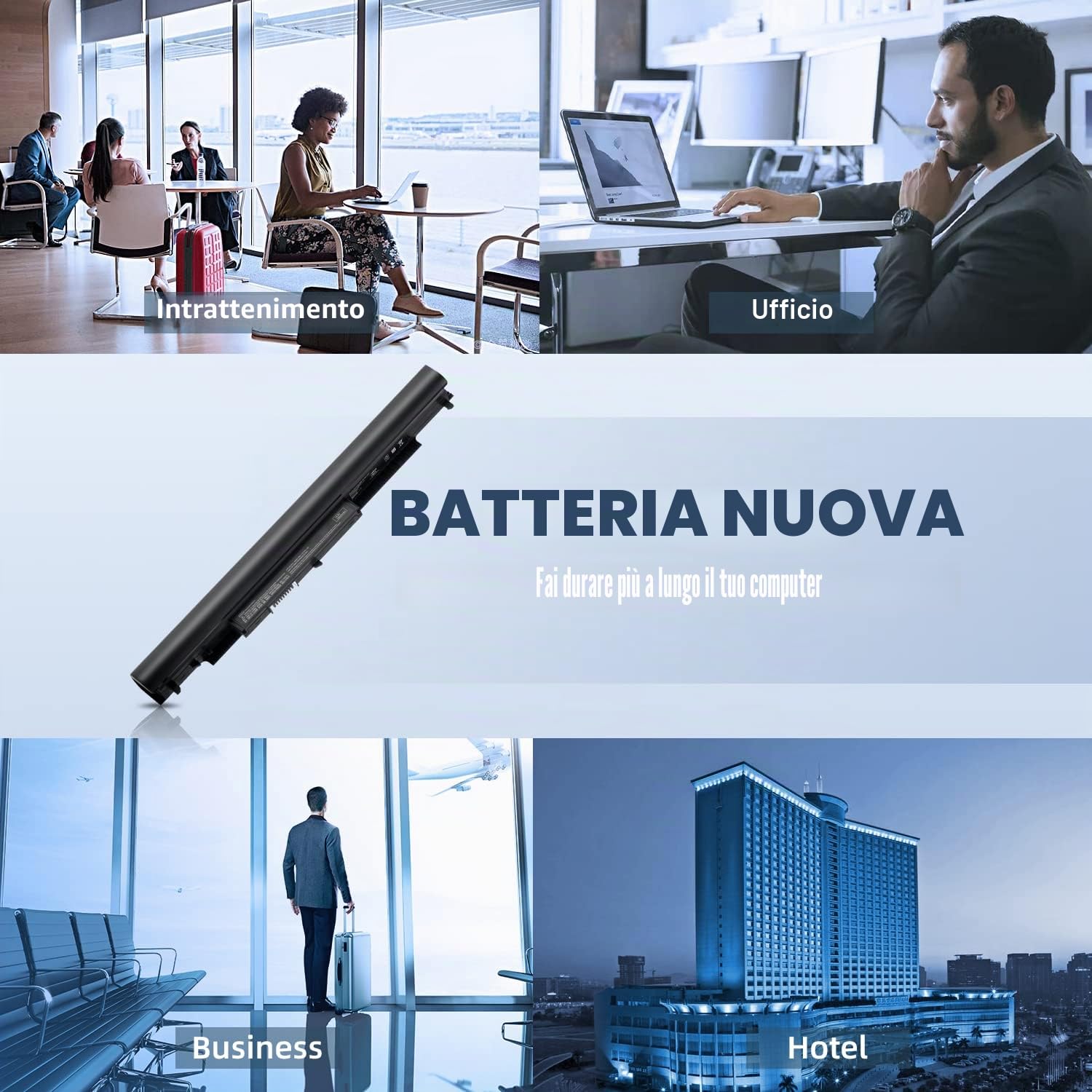 Batteria HP Portatile per HP 250 255 240 G4 G5 HS04 HS03 807957-001 807956-001 TPN-C125 HSTNN-LB6V HSTNN-LB6U 807611-421 807612-421 15-AF067SA,per Pavilion Laptop Batterie(4 Celles/14,8V/38WH/2800mAh)