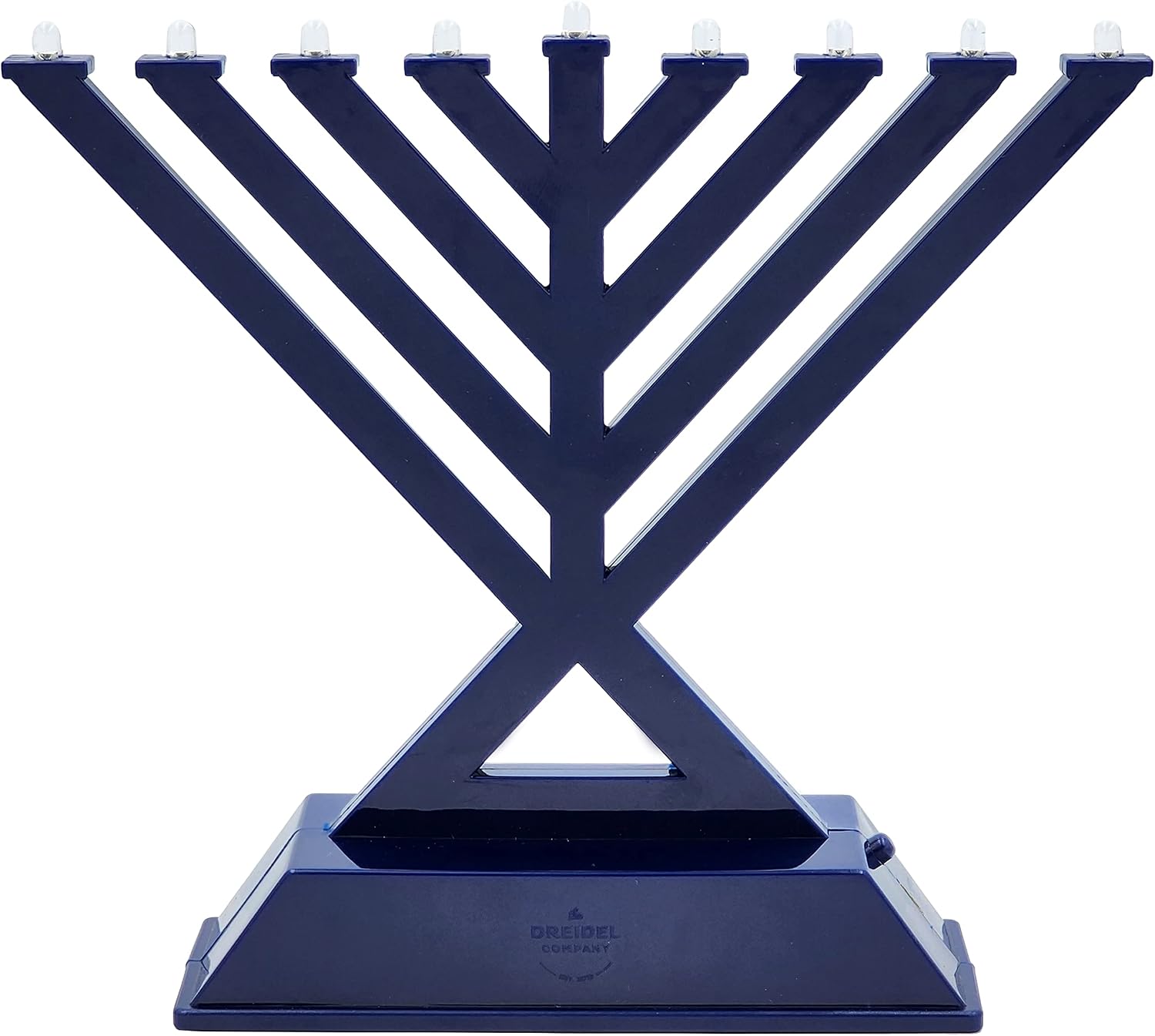 The Dreidel Company Mini Electric Menorah, Rambam Design Hanukkah Menorah, Led Travel Menora, Batteries Or USB Powered, Micro USB 4' Cable Included (Blue)