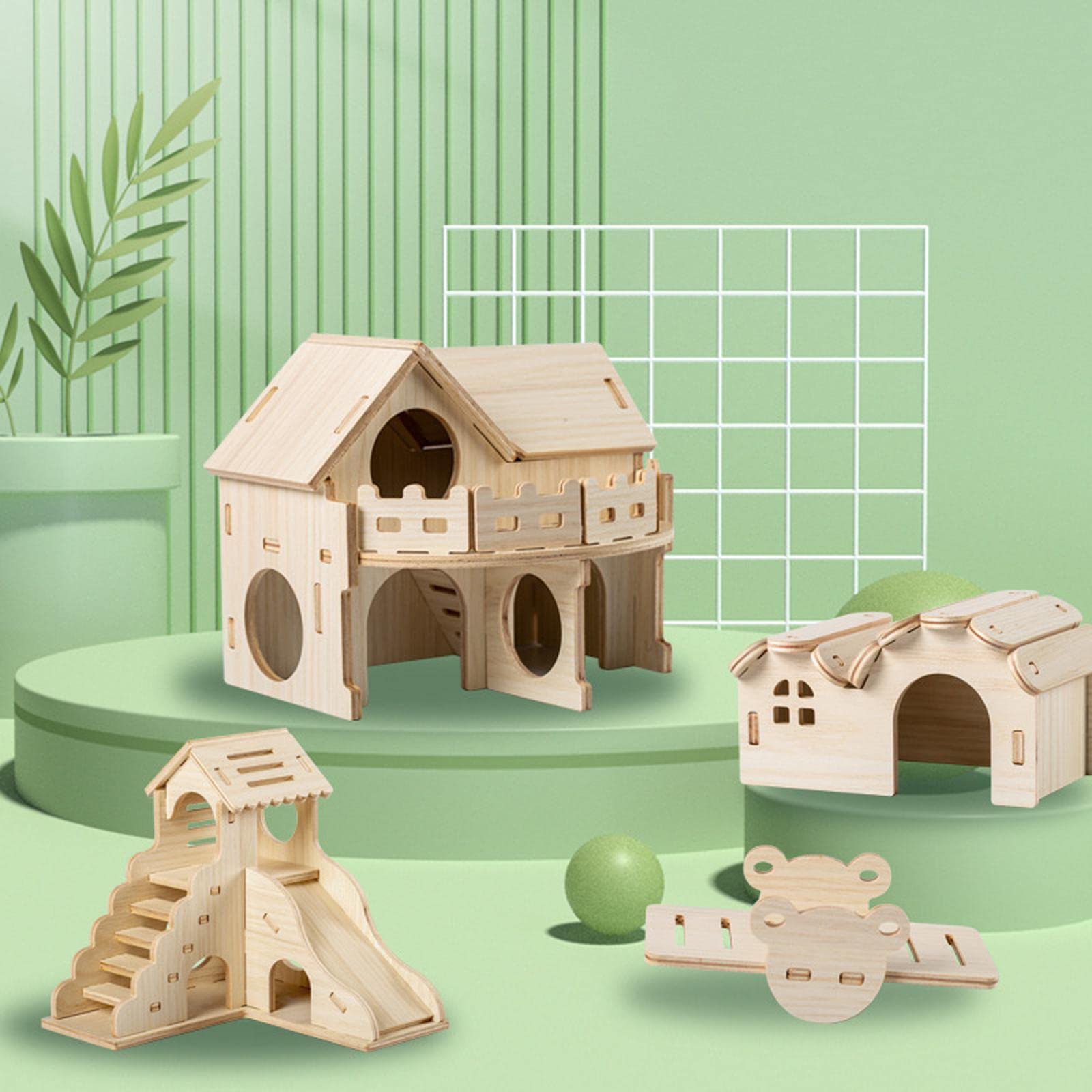 Wooden Hamster House Solid Wood Cage Accessories for Chinchilla Mice Hamster Style B Home & Kitchen| Furniture| Bedroom Furniture| Beds, Frames & Bases| Beds-image-20