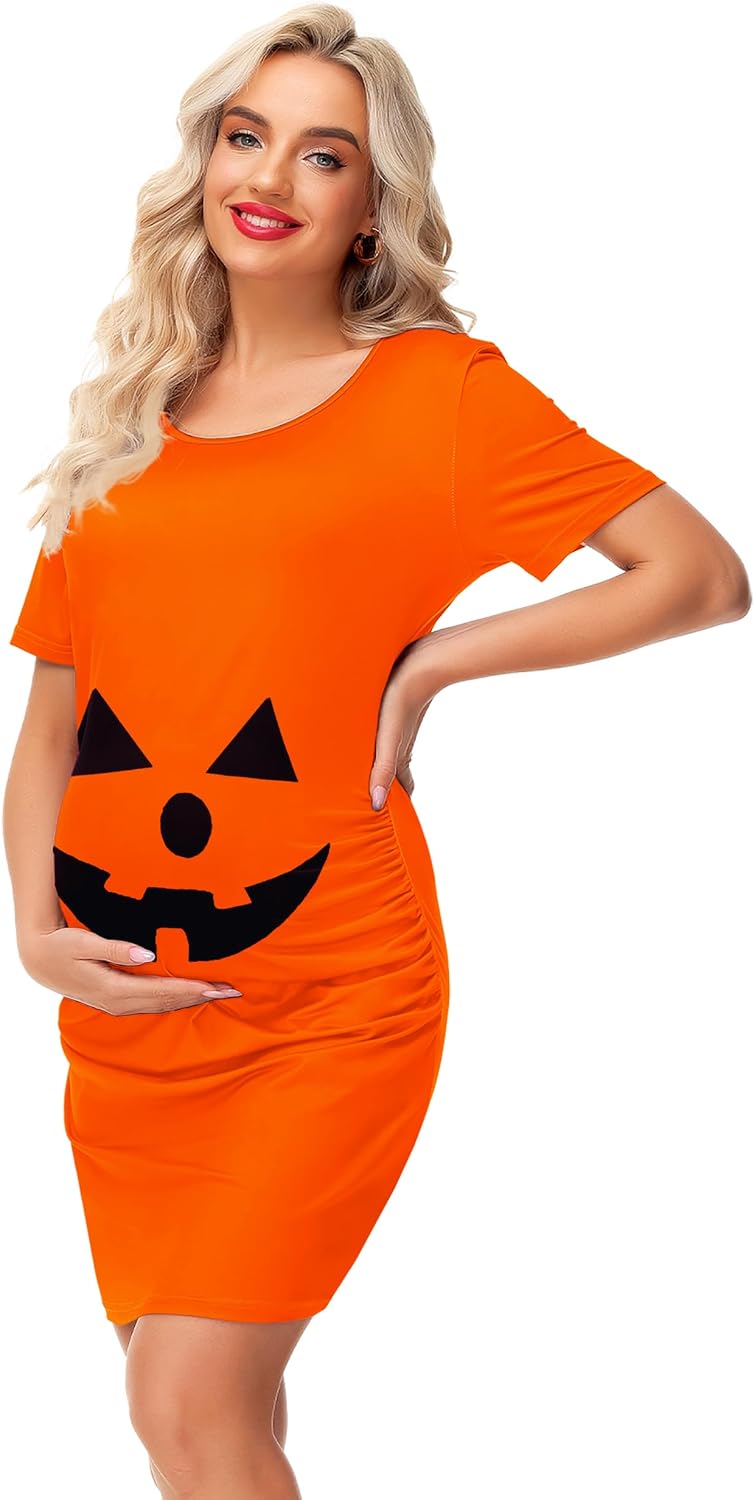 Deerose Womens Halloween Maternity Costume Pregnant Mini Dress Holiday Party Outfit