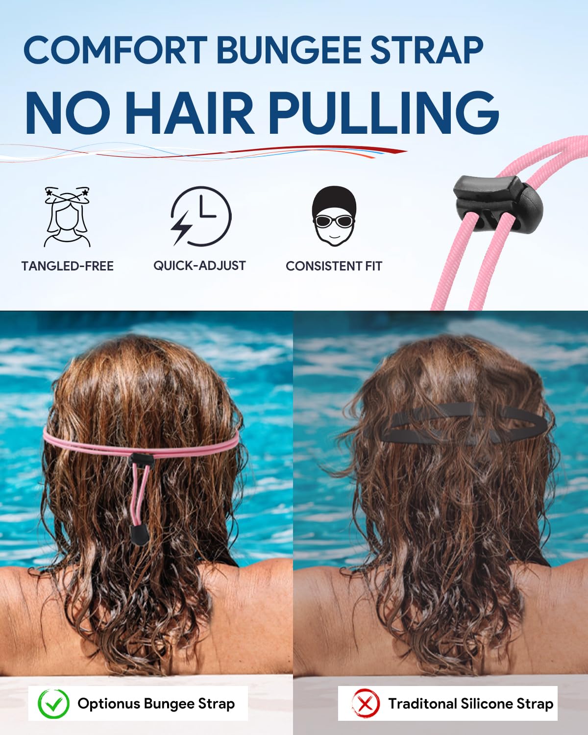 Occhialini da nuoto per adulti, uomini, donne, giovani, con cinghia elastica, senza tirare, anti appannamento, senza perdite, occhialini da piscina