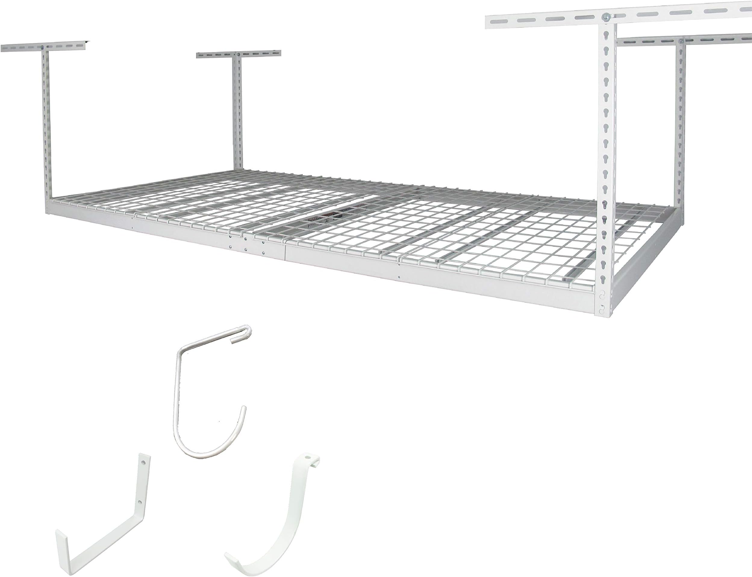 SafeRacks 4x6 Overhead Garage Storage Rack - Heavy Duty Steel Ceiling Mount Storage Shelves with 500 lb Capacity - Adjustable, Garage Overhead Storage, 12"-24" 2 Pack