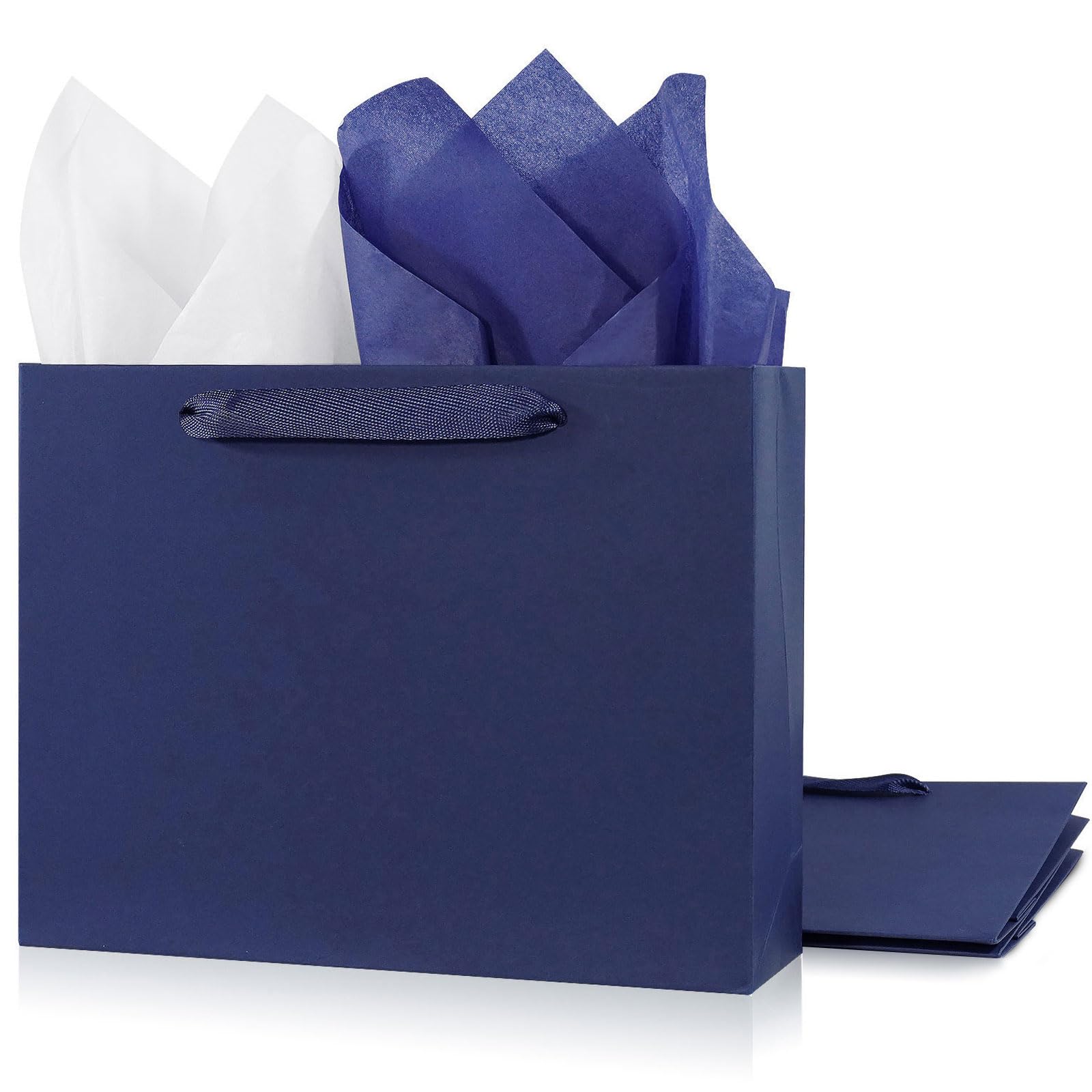 3 x extra große Geschenktüten mit Seidenpapier, 37,1 x 13,2 x 30,5 cm, Kraftpapier, Einkaufstaschen mit Schleifengriffen, perfekt für Einzelhandel, Geburtstage, Hochzeiten, Feiertage, Partys