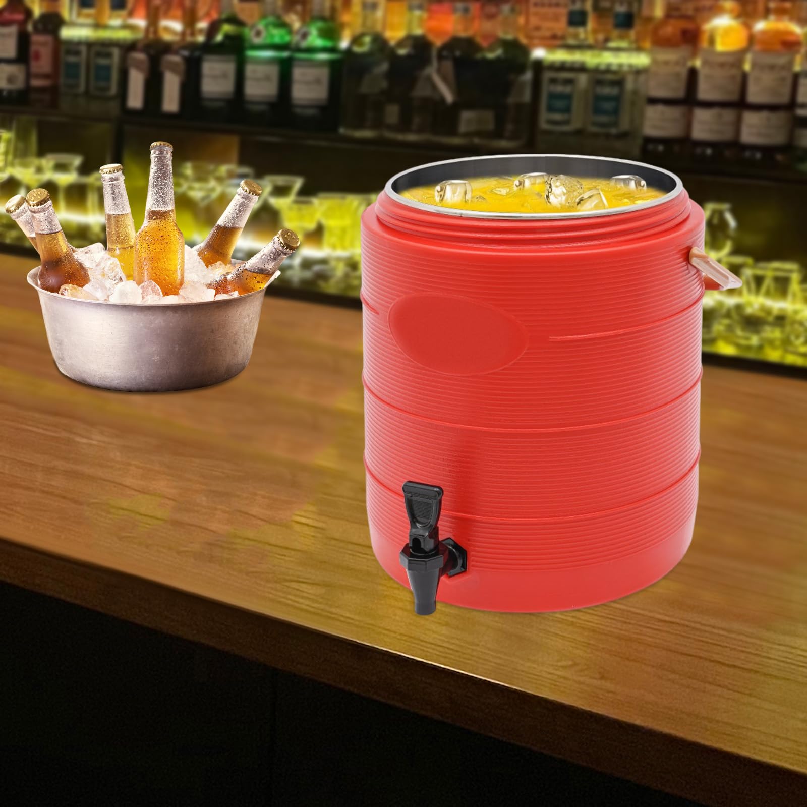 Siohdagu 6.6 Gal/25 L Stainless Steel Beverage Dispenser, Thermal Insulated Hot & Cold Drink Server with Faucet Insulated Containers for Restaurant, Coffee Shop, Party (Red)