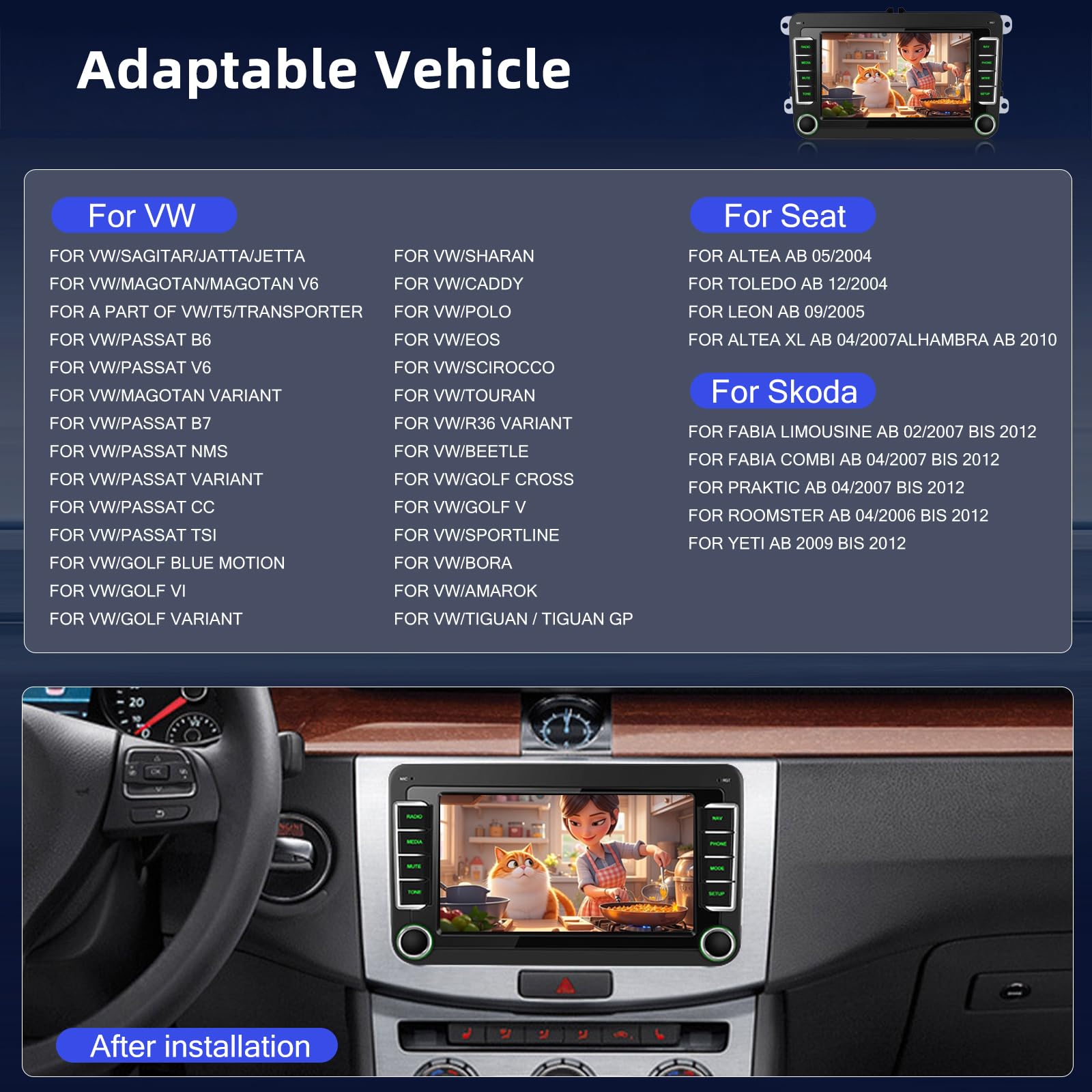 Radio samochodowe do Volkswagen Passat B6/7, Golf 5 6, Jetta T5, Polo