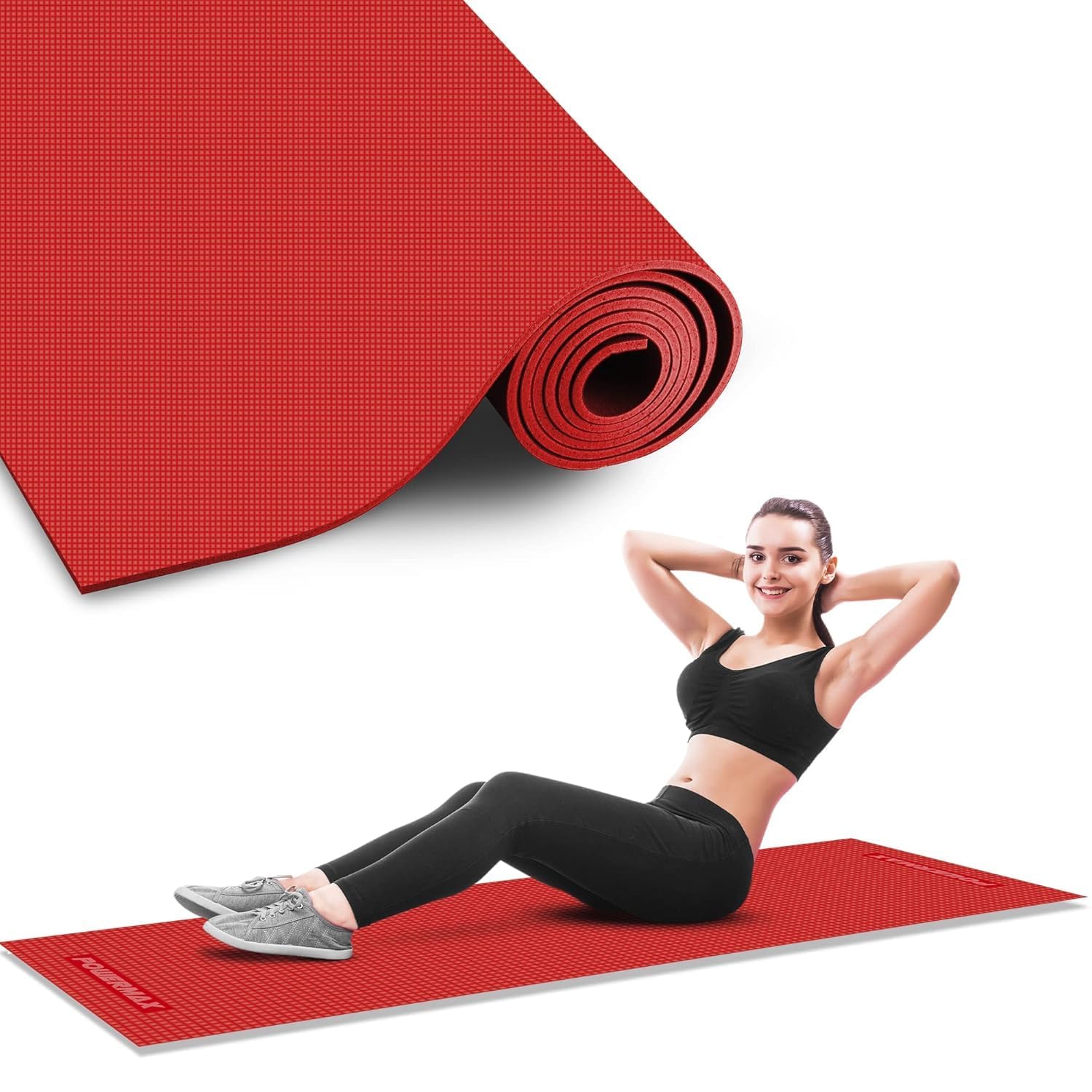 Yoga Mats For Women and Men Exercise For Home Workout Gym Anti Slip EVA Material Yoga Mat 4Mm For Kids Gym Mats (Red, 4 mm)-image-33