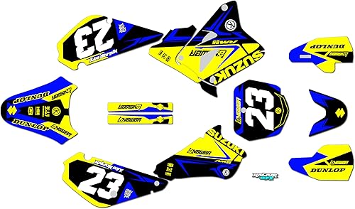 Kalair GFX Kit de gráficos para Suzuki RM85 (2001-2023) Evader Series Azul 9 Mil  Adhesivos de motocicleta Dirt Pit Bike, calcomanía de carreras de