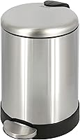 Glad 1.2 Gallon Small Trash Can: Round Stainless Steel Step Garbage Bin with Soft Close Lid, Foot Pedal & Removable Bucket