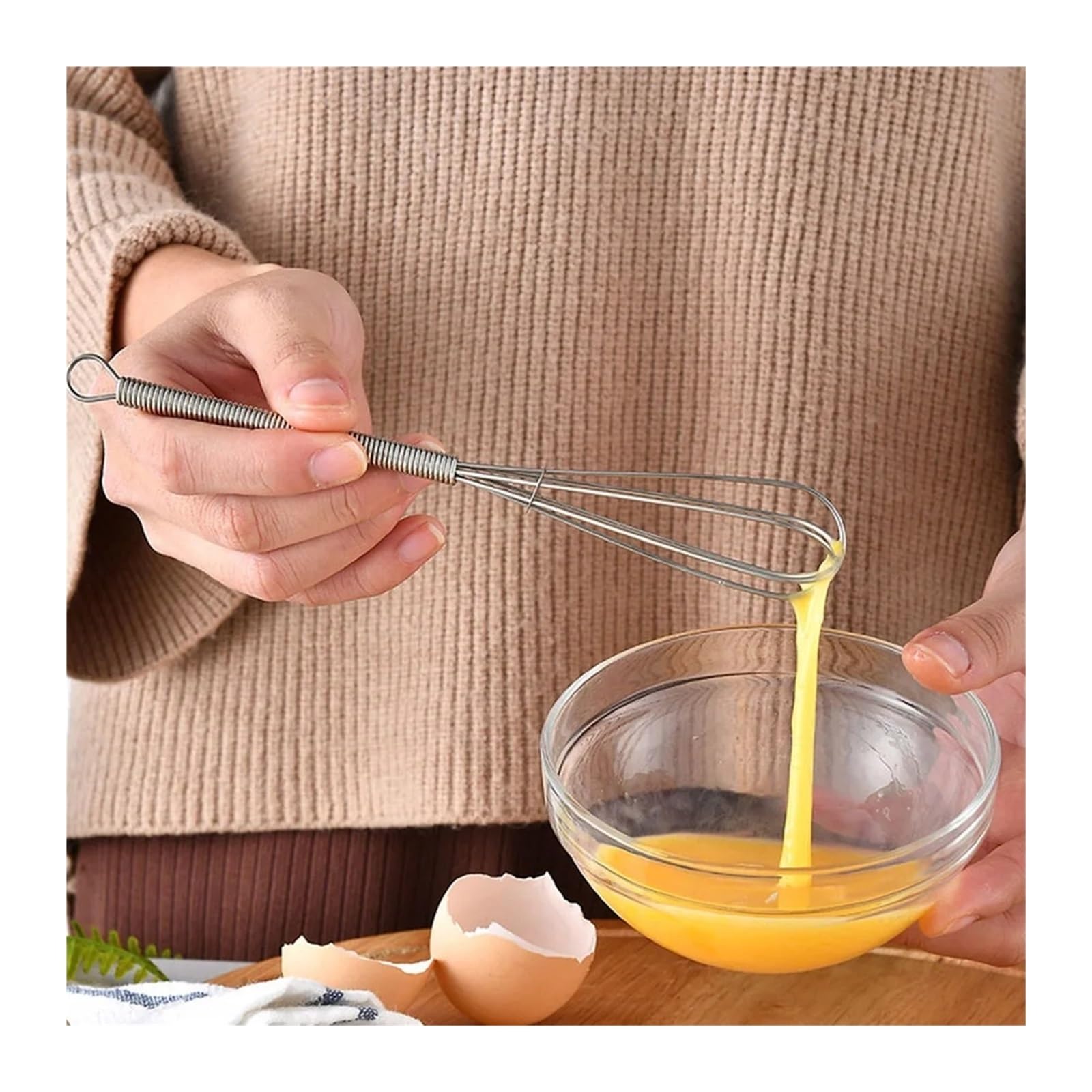 2 Pezzi Frusta Lunga 18 cm, 304 Acciaio Inossidabile Manuale for Uso Domestico Piccolo Bastone di miscelazione, Manico a Molla Frusta for Uova, Panna montata