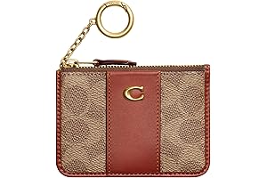 Coach ID Zip Card Case in Signature Tan Rust
