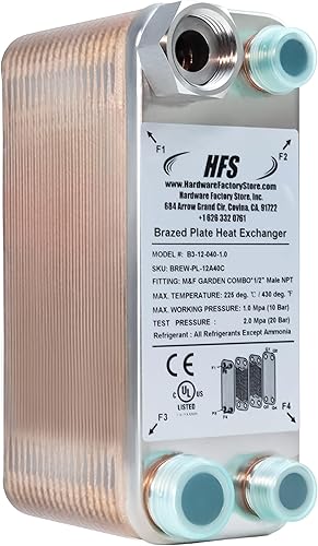 Miniatura 7 de HFS (R) Enfriador de mosto de cerveza Homebrew (7.5'' 2.9''20 plato, 12" x 12" NPT)