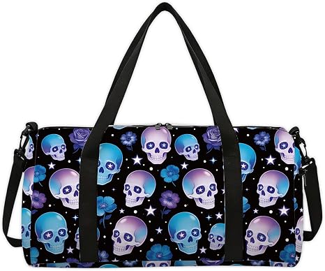 Skulls Pattern Sports Gym Bag, 17.7x7.87x9.44inch