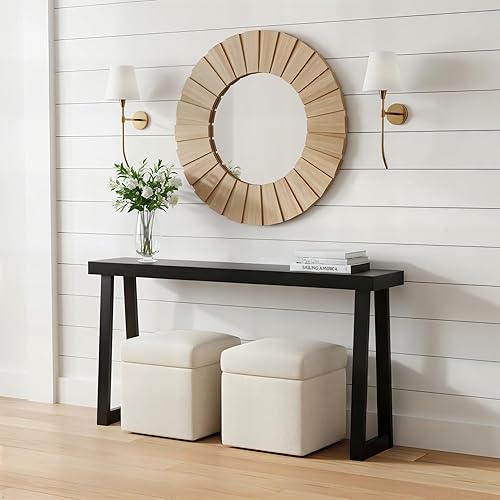 Miniatura 24 de Plank+Beam Mesa consola de madera maciza, 46 pulgadas, mesa de sofá, mesa de entrada estrecha para pasillo, detrás del sofá, sala de estar, Nuez