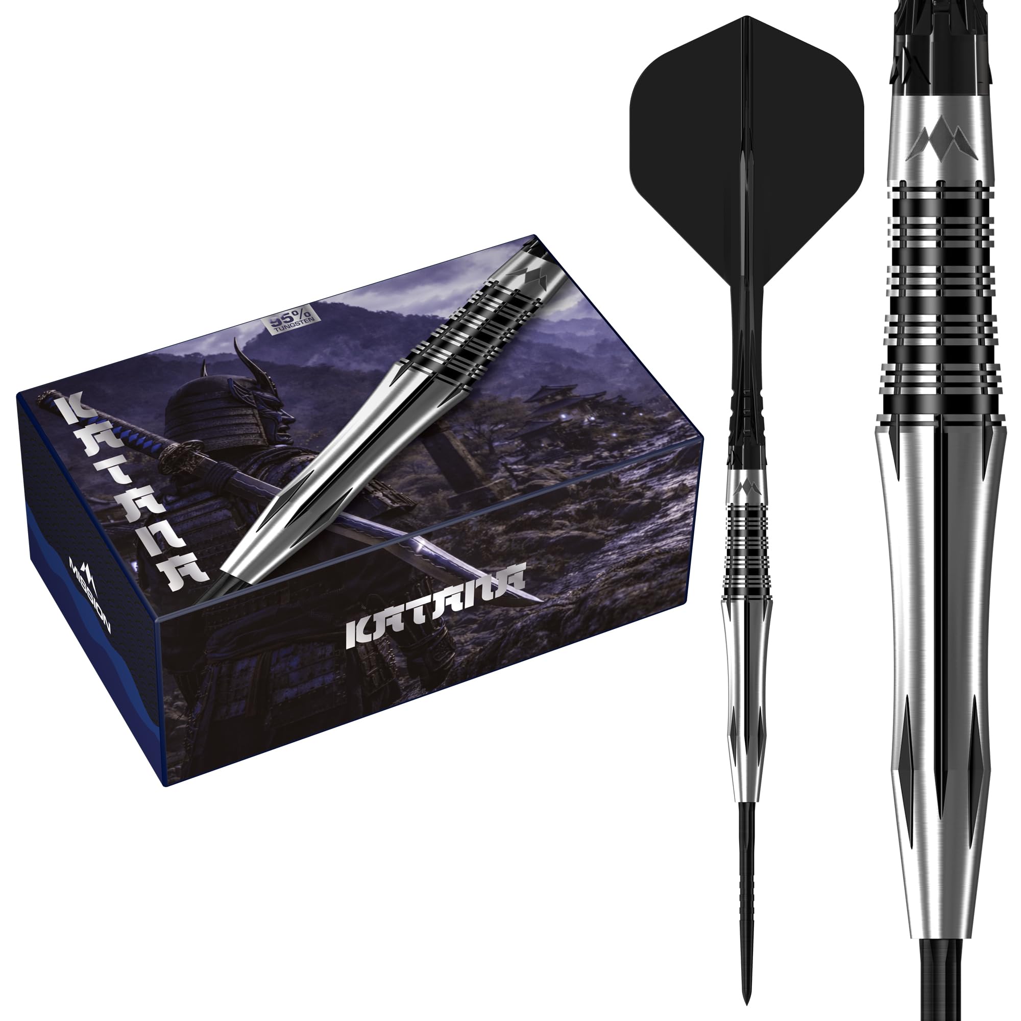 Mission | Katana Darts | Steel Tip | 95% Tungsten | Multiple Weights Available. (24, Grams)