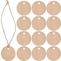 UHEYHOME Handmade Wooden Bottle Labels with Jute Twine - 12 Pack Blank Writable Tags for Kitchen Bath Wine Organization