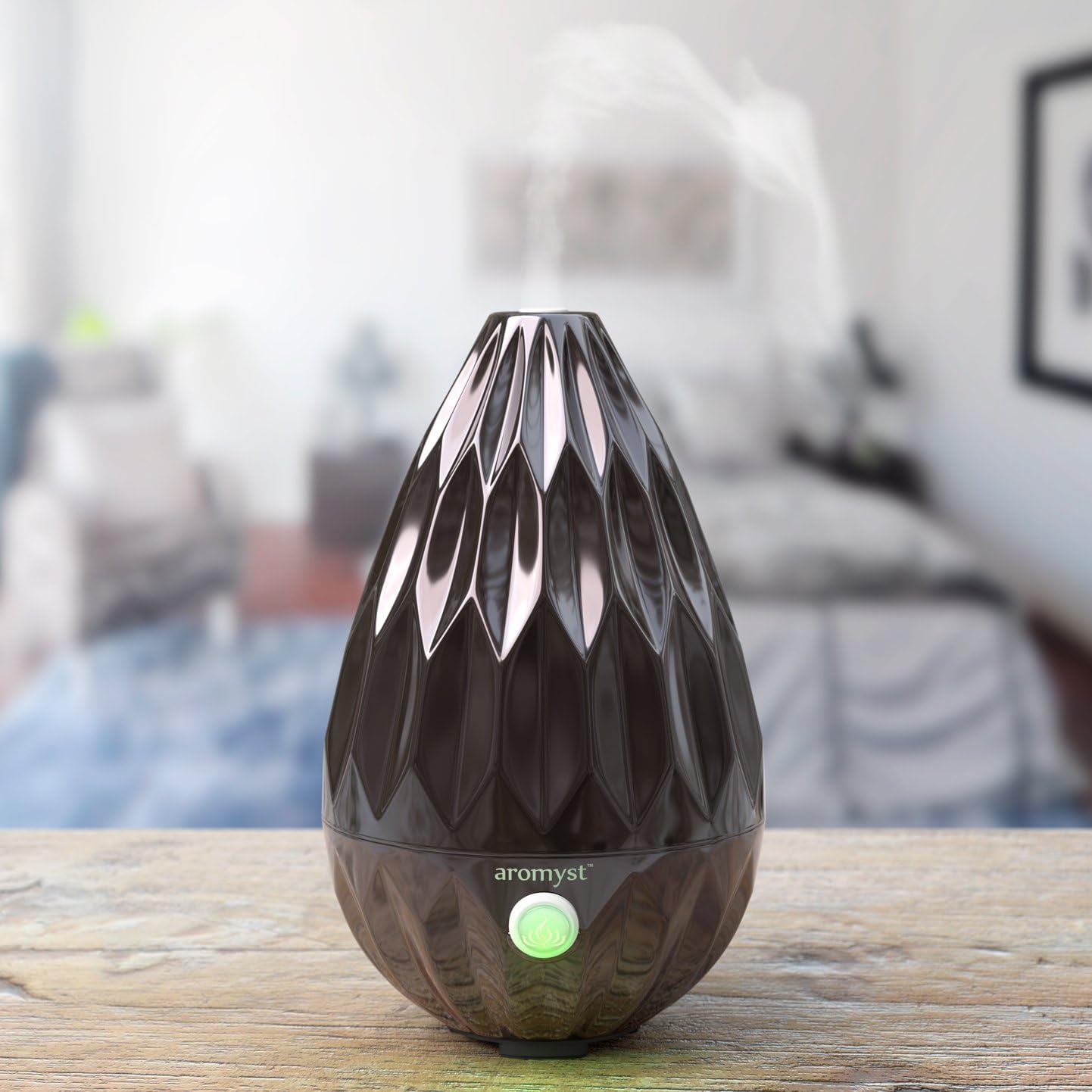Aromyst Ultrasonic Glass Essential Oil Aromatherapy Diffuser, Black
