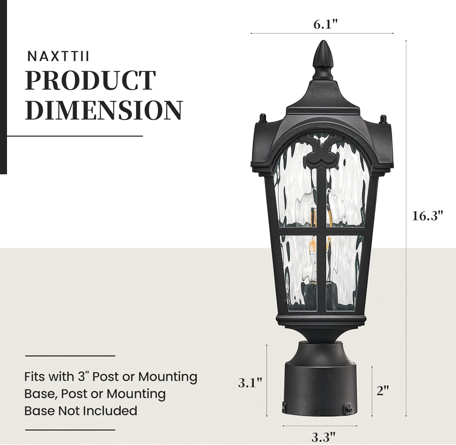 Outdoor Post Light with 3 Inch Pier Mounting Base