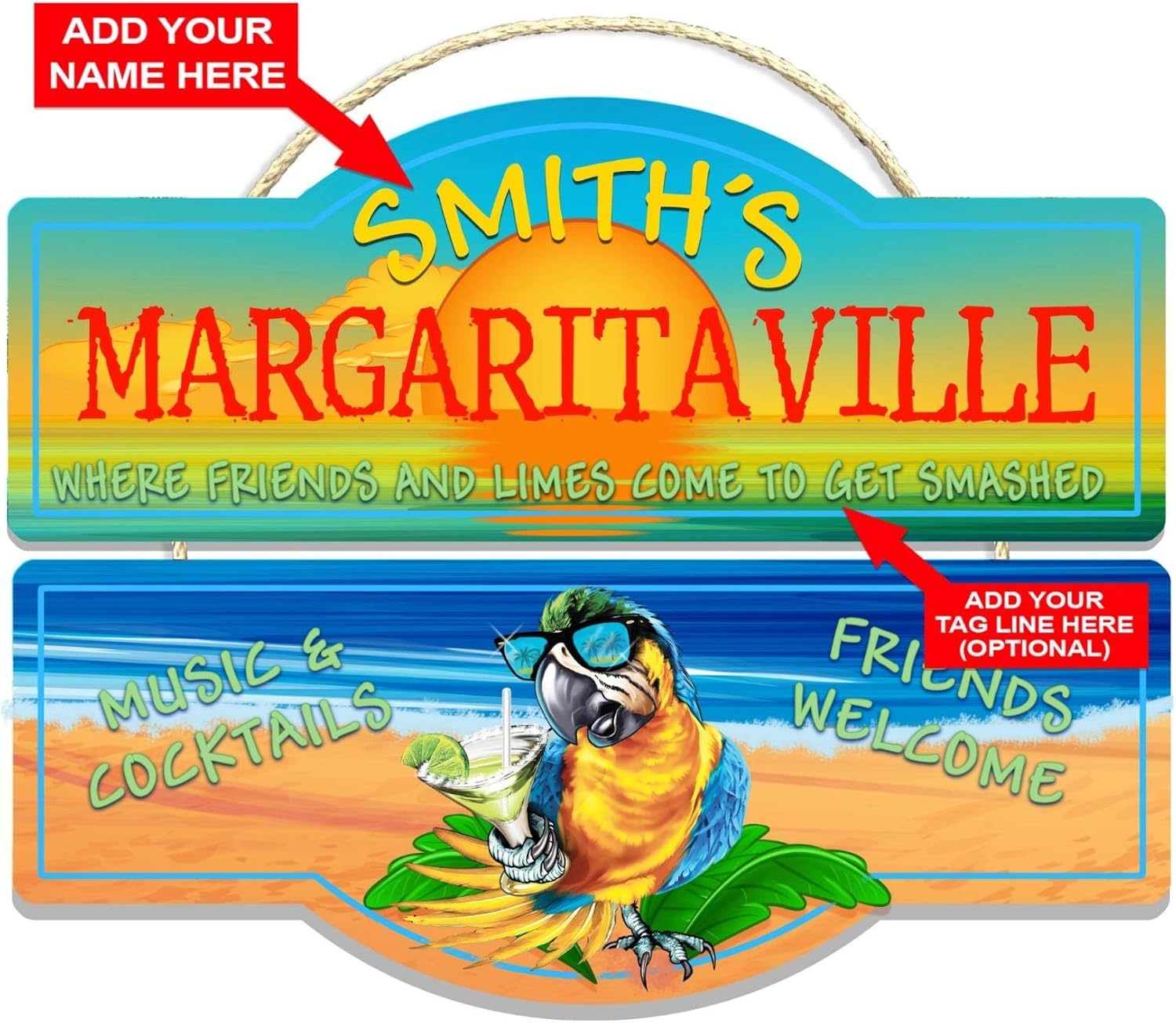 Backyard Margarita Bar Parrot Tiki Bar Sign - Customized