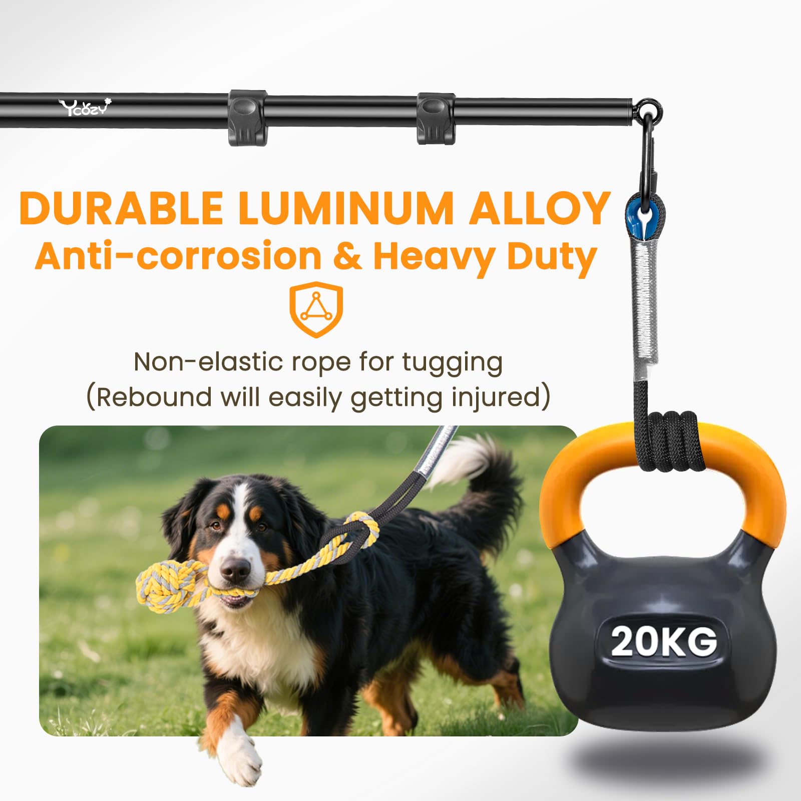 Ycozy Flirt Pole Cane 103cm, Cane Teaser Palo, Bacchetta Da Teaser Allungabile, Corda Giocattolo Interattivo All'Aperto per Cani Piccola/Media/Grandi Allenamento Esercizio Di Gioco