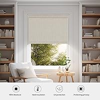 Vista 6 de Sulugood Persiana enrollable opaca para ventanas, textura de oscurecimiento de la habitación, persianas enrollables de tela con cenefa de cassette