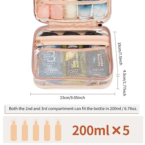 Miniatura 3 de CUBETASTIC Bolsa de maquillaje transparente para mujer, estuche organizador de cosméticos transparente para viajes, neceser colgante para artículos