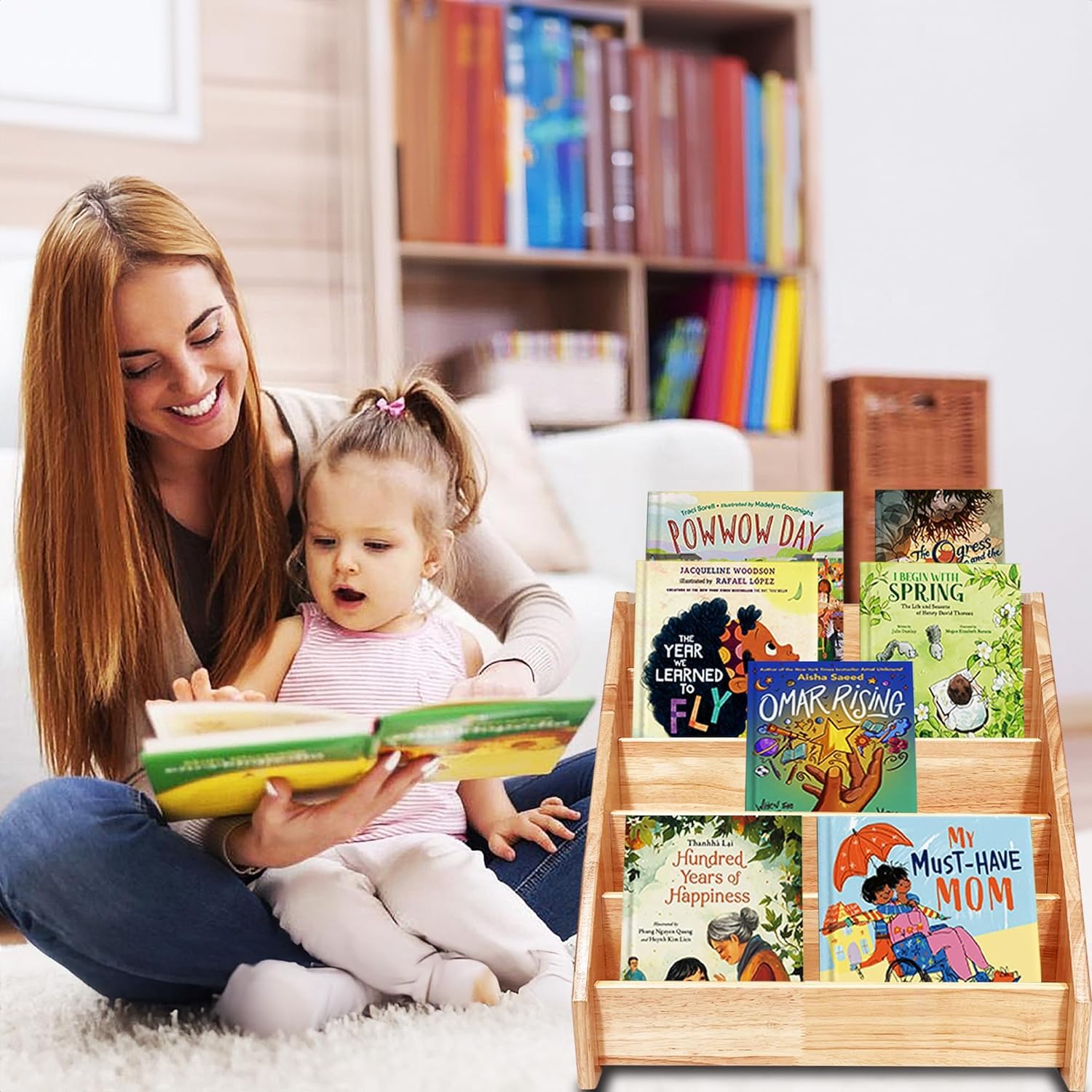 HEYOUTH Madera Libreria Infantil,estanteria Libros Infantil,Estanteria Montessori,Biblioteca Infantil con 5 Estanterías,para Habitaciones Infantiles,Guardería,