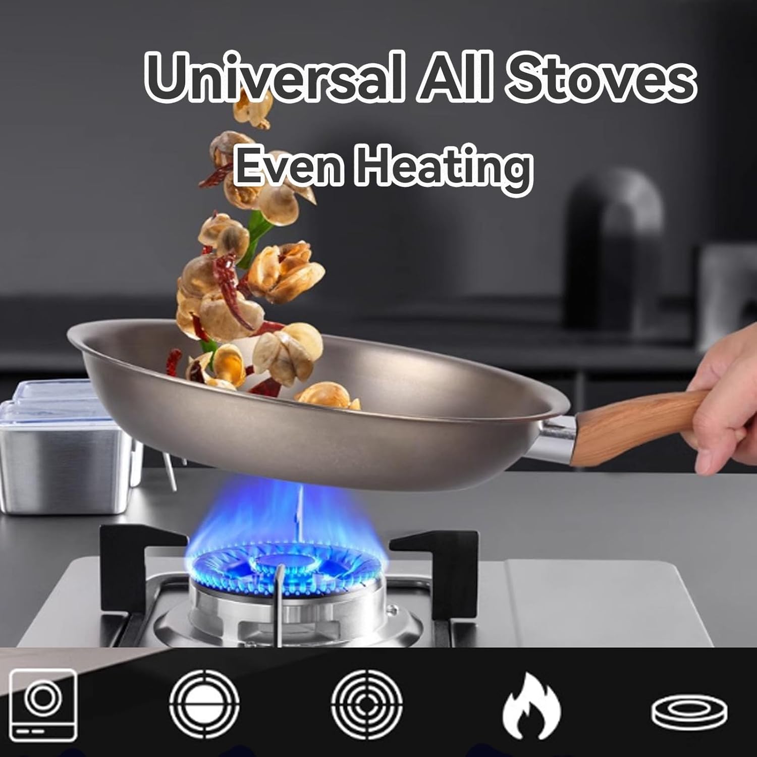 Titanium Pan, Upgrade No Coating Non Stick Titanium Pro Frying Pan & Saucepan, Ultra-Durable, Scratch-Resistant, Pfas/Pfoa/Ptfe Free Cookware, Dishwasher&Oven Safe,Frying pan/9.44in