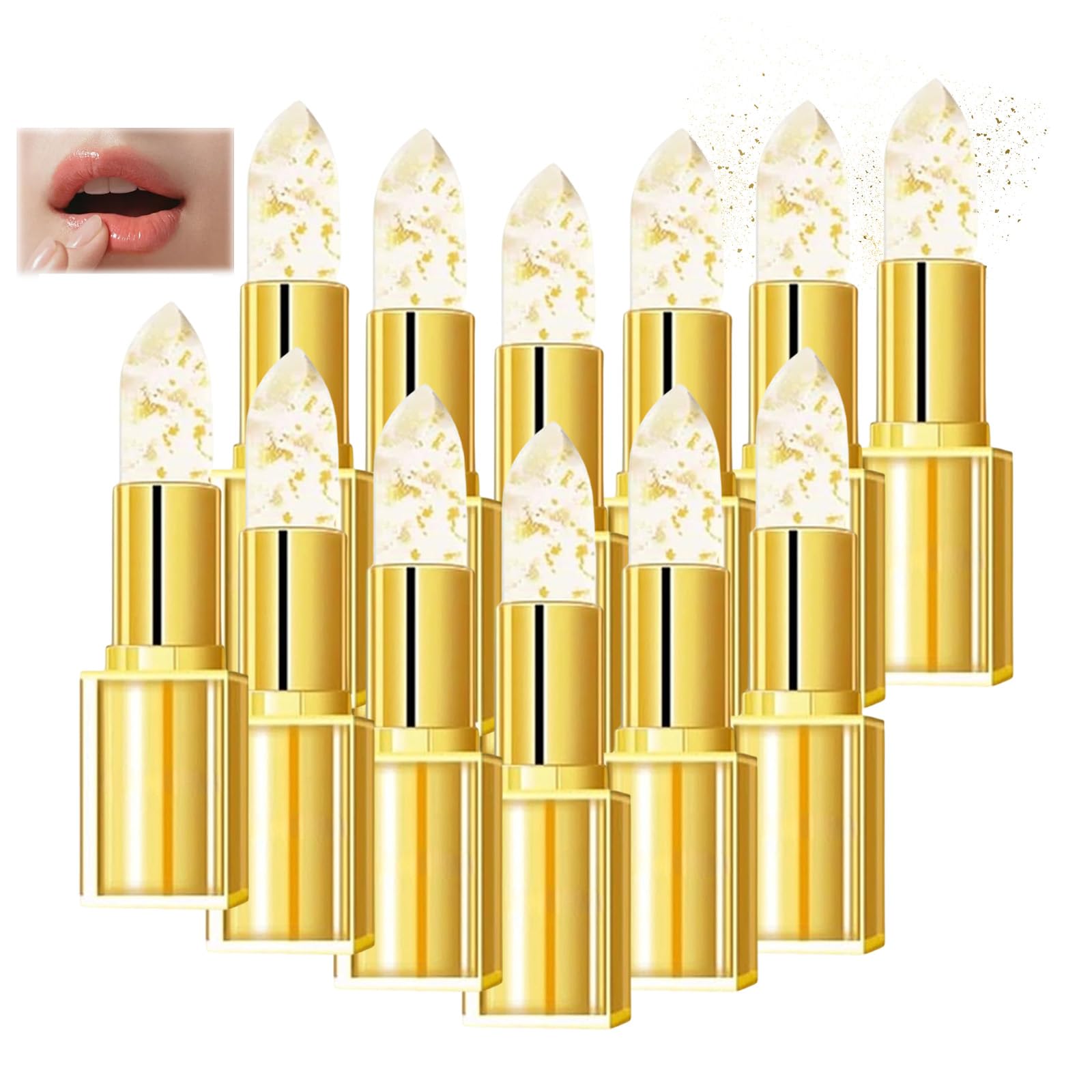 Wischfester, farbverändernder Lippenstift, pH-regulierend, langanhaltend und feuchtigkeitsspendend, kristallklarer Lippenstift mit temperaturabhängigem Farbwechsel, nicht klebrig. (12PCS)