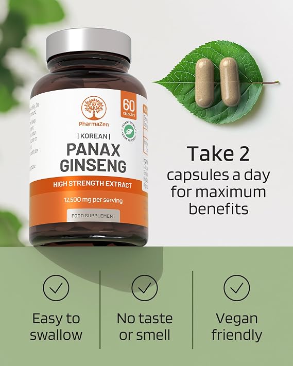 Korean Ginseng Tablets 12500mg - Panax Ginseng Extract High Strength