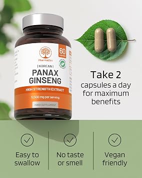 Korean Ginseng Tablets 12500mg - Panax Ginseng Extract High Strength