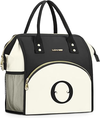 Miniatura 69 de Lonchera personalizada para mujer, bolsa de almuerzo reutilizable con iniciales, aislada, lonchera para adultos de apertura amplia, enfriadora de