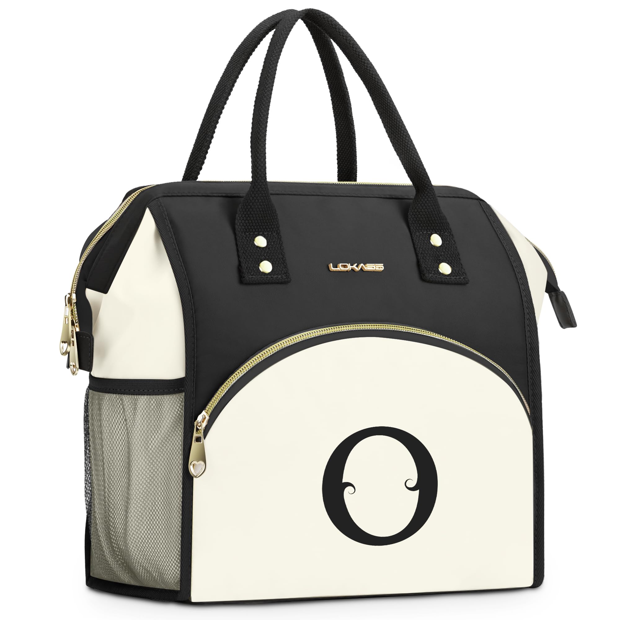 RIFESI Personalized Lunch Box for Women, Initial Reusable Insulated Lunch Bag, Wide-Open Adult Lunchbox Cooler Lunchbag, Leakproof Lunch Tote for